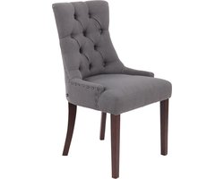 CLP Aberdeen Eetkamerstoel - Zonder armleuning - Hout - Stof - donkergrijs antiek