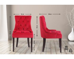CLP Aberdeen Set van 4 eetkamerstoelen - Zonder armleuning - Hout - Fluweel - rood antiek