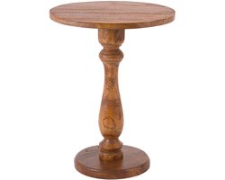 CLP Adamsville Bijzettafel - rond - hout - 50 cm diameter - voor woonkamer en eetkamer - Mindihout met tafelblad - bruin