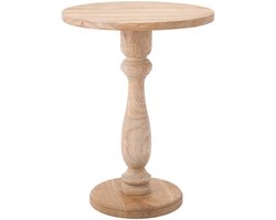 CLP Adamsville Bijzettafel - rond - hout - 50 cm diameter - voor woonkamer en eetkamer - Mindihout met tafelblad - natura