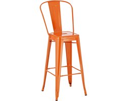 CLP Aiden Barkruk Met rugleuning - Voetsteun - Metaal - oranje/natura