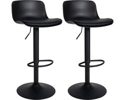 CLP Almada Set van 2 barkrukken - Met rugleuning - Verstelbaar - Kunstleer - zwart