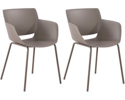 CLP Alpena Set van 2 stoelen - Buitenstoel - weerbestendig en UV-bestendig - Stoelframe van gepoedercoat staal - Fauteuil - Kunststof/taupe