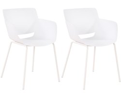 CLP Alpena Set van 2 stoelen - Buitenstoel - weerbestendig en UV-bestendig - Stoelframe van gepoedercoat staal - Fauteuil - Kunststof/wit