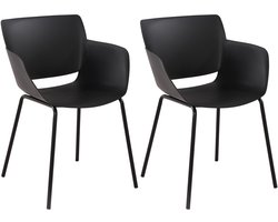 CLP Alpena Set van 2 stoelen - Buitenstoel - weerbestendig en UV-bestendig - Stoelframe van gepoedercoat staal - Fauteuil - Kunststof/zwart