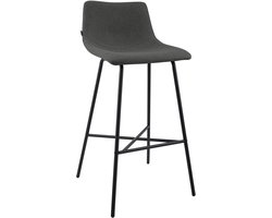 CLP Altona Barkruk - met rugleuning en voetsteun - zwart metalen frame - modern Scandinavisch - keukenbarkruk - zwart/donkergrijs