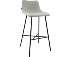 CLP Altona Barkruk - met rugleuning en voetsteun - zwart metalen frame - modern Scandinavisch - keukenbarkruk - zwart/grijs