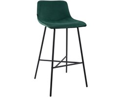 CLP Altona Barkruk - met rugleuning en voetsteun - zwart metalen frame - modern Scandinavisch - keukenbarkruk - zwart/groen