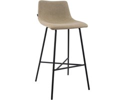 CLP Altona Barkruk - met rugleuning en voetsteun - zwart metalen frame - modern Scandinavisch - keukenbarkruk - zwart/taupe
