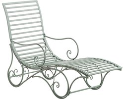CLP Amiens Tuinstoel - ligstoel - tuin - buiten - hoge rug - metalen frame - antiek/groen