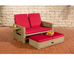 CLP Ancona - Loungebank - 5mm Poly-rotan natura robijnrood