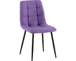 CLP Antibes Eetkamerstoel - Zonder armleuning - Metaal frame - Stof/purper