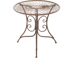 CLP Ariano Bijzettafel - buiten - Rond - balkontafel - Art Nouveau stijl - weerbestendig - tafeltje - Diameter 55 cm - metaal antiek bruin