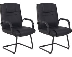 CLP Attila Set van 2 Eetkamerstoelen - Kunstleer zwart/zwart
