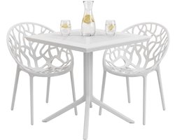 CLP Avara Tuinset met 2 Stoelen - Moderne Balkonset - Weerbestendig Stapelbare Tuinstoelen - Terras & Balkon - wit