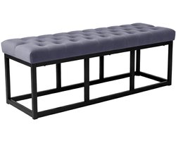 CLP Bank Polson - Gestikte Zitbank - Metalen Frame Mat Zwart - 200 kg Belastbaar - Modern Design - grijs