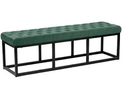CLP Bank Polson - Gestikte Zitbank - Metalen Frame Mat Zwart - 200 kg Belastbaar - Modern Design - groen