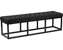 CLP Bank Polson - Gestikte Zitbank - Metalen Frame Mat Zwart - 200 kg Belastbaar - Modern Design - zwart