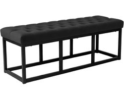 CLP Bank Polson - Gestikte Zitbank - Metalen Frame Mat Zwart - 200 kg Belastbaar - Modern Design - zwart