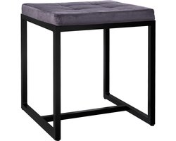 CLP Barci kruk met bekleding en zwart ijzeren frame Fluweel/donkergrijs