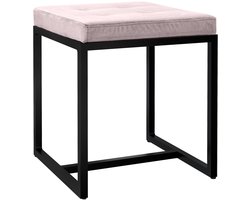 CLP Barci kruk met bekleding en zwart ijzeren frame Fluweel/licht grijs