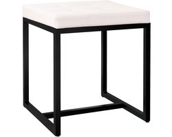 CLP Barci kruk met bekleding en zwart ijzeren frame Kunstleer/creme