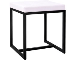 CLP Barci kruk met bekleding en zwart ijzeren frame Kunstleer/wit