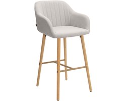CLP Barkruk Ando - Met Armleuning - Hout - 75 cm - Stof - beige/natura