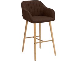 CLP Barkruk Ando - Met Armleuning - Hout - 75 cm - Stof - bruin/natura