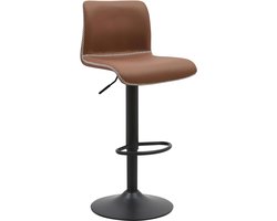 CLP Barkruk Henchy - met rugleuning - in hoogte verstelbaar en draaibaar - met voetsteun - kunstleer - bruin/mat zwart