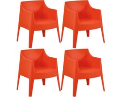 CLP Bartal tuinstoelen set van 4 - stapelbaar - polypropyleen - weer- & UV-bestendig - 150 kg belastbaar - met afwateringsgaten - oranje