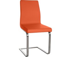 CLP Belfort Eetkamerstoel - Klassiek - RVS - Kunstleer - oranje