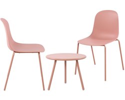 CLP Berdin tuinset - voor de tuin - loungeset - Set van tafel Berea en 2 stoelen Hardin - UV-bestendig - Tuinmeubelen - roze
