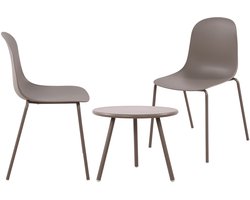 CLP Berdin tuinset - voor de tuin - loungeset - Set van tafel Berea en 2 stoelen Hardin - UV-bestendig - Tuinmeubelen - taupe