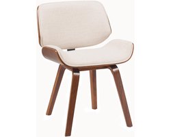 CLP Beverley Eetkamerstoel - met houten poten - klassiek - met rugleuning - Stof/walnoot/creme