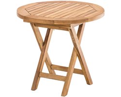 CLP Bijzettafel - inklapbare tuintafel Maharao - rond - teak - weerbestendig en ruimtebesparend - voor balkon, tuin, woonruimte - teak
