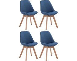 CLP Borneo V2 Set van 4 eetkamerstoelen - Stof blauw natura