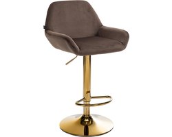 CLP Braga Barkruk - Met rugleuning - Met gouden frame - Verstelbaar - Fluweel - Velvet - bruin