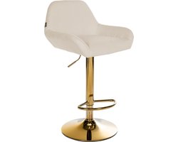 CLP Braga Barkruk - Met rugleuning - Met gouden frame - Verstelbaar - Stof - creme