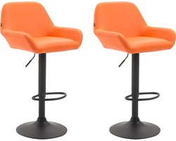 CLP Braga Set van 2 barkrukken - Kunstleer - oranje zwart