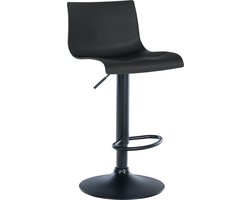 CLP Branford Barkruk - Met rugleuning - Met voetsteun - Metalen frame - zwart/zwart