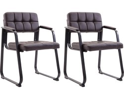 CLP Canada B Set van 2 eetkamerstoelen - met armleuning - Zwart Frame - Kunstleer - bruin