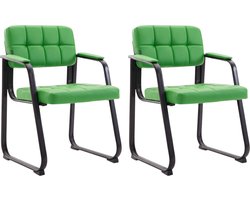 CLP Canada B Set van 2 eetkamerstoelen - met armleuning - Zwart Frame - Kunstleer - groen