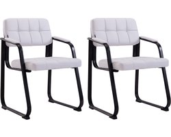 CLP Canada B Set van 2 eetkamerstoelen - met armleuning - Zwart Frame - Kunstleer - wit