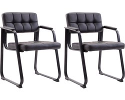 CLP Canada B Set van 2 eetkamerstoelen - met armleuning - Zwart Frame - Kunstleer - zwart