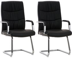 CLP Caro Set van 2 eetkamerstoelen - met armleuning - Kunstleer - zwart