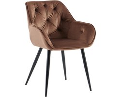 CLP Cassis Eetkamerstoel Fluweel Fluweel/bruin