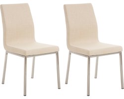 CLP Colmar Set van 2 eetkamerstoelen - RVS frame - Stof - creme