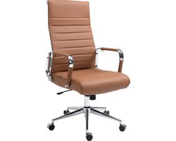 CLP Columbus Bureaustoel - Ergonomisch - Voor volwassenen - Echt leer - licht bruin
