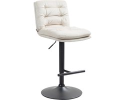 CLP Damar Barkruk - met rugleuning - met voetensteun - In hoogte verstelbare - Fluweel - creme zwart